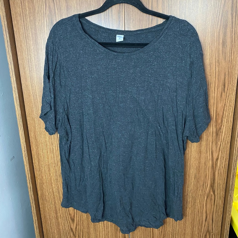 Old Navy Luxe Tee Women XXL Dark Charcoal Heather Short Sleeve Curved Hem Scoop